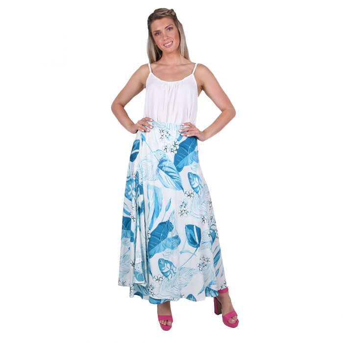 Platinum Φούστα - Παρεό Λευκή Με Τυρκουάζ Γυναικεία Floral Μακριά All Day Free Size - 22326 - Image 3
