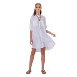 Platinum Πουκαμίσα - Φόρεμα Λευκή Γυναικεία Μακριά Ασύμμετρη Τρουακάρ All Day - 22341-W