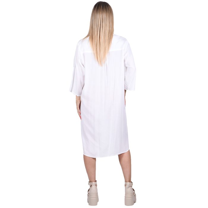 Platinum Πουκαμίσα - Φόρεμα Λευκή Γυναικεία Μακριά Ασύμμετρη Τρουακάρ All Day - 22341-W - Image 4