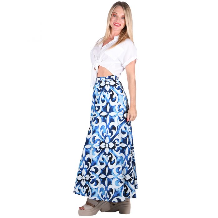 Platinum Φούστα - Παρεό Μπλε Γυναικεία Μακριά Boho Print All Day Free Size - 42315 - Image 3