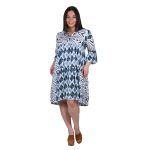 Platinum Καφτάνι - Φόρεμα Ραφ - Πετρόλ Με Εμπριμέ Γυναικείο Εβαζέ Μini Τρουακάρ Free Size - 42333