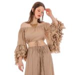 Platinum Krop Top Μόκα Γυναικεία Off Solder Με Βολάν Και Μανίκια Flair All Day Free Size - 62017-MC - Image 3