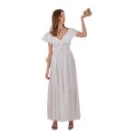 Platinum Φόρεμα Λευκό Γυναικείο Εξώπλατο Μεσάτο Με Ντεκολτέ Μaxi All Day Free Size - SAR-62305-W