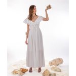 Platinum Φόρεμα Λευκό Γυναικείο Εξώπλατο Μεσάτο Με Ντεκολτέ Μaxi All Day Free Size - SAR-62305-W - Image 2