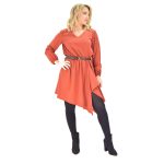 Platinum Φόρεμα Εκάι Γυναικείο Μακρυμάνικο Κοντό Ασύμμετρο Μεσάτο All Day Free Size - IT-1093-K