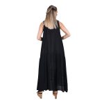 Platinum Φόρεμα Μαύρο - Λευκό Γυναικείο Klos Εβαζέ Αμάνικο Αρχαιοελληνικό Free Size - 12395 - Image 2