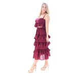 Platinum Μπλούζα Μπορντό Γυναικεία Νεανική Τιραντέ 'Krop Top Βολάν'- SAR-62106-BR - Image 2