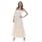 Platinum Μπλούζα Εκρού Γυναικεία Νεανική Τιραντέ ''Krop Top Βολάν''- SAR-62106-EK - Image 2