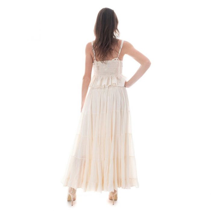 Platinum Μπλούζα Εκρού Γυναικεία Νεανική Τιραντέ ''Krop Top Βολάν''- SAR-62106-EK - Image 3