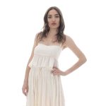 Platinum Μπλούζα Εκρού Γυναικεία Νεανική Τιραντέ ''Krop Top Βολάν''- SAR-62106-EK