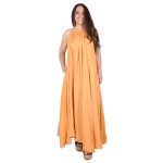 Platinum Φόρεμα Ώχρα Γυναικείο Maxi Με Παρτούς Ώμους & Άλφα Γραμμή All Day Free Size - 62301-H - Image 3