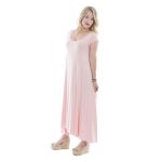 Fairyland Φόρεμα Ρόζ Nude Γυναικείο Καλοκαιρινό Midi Kοντομάνικο Ασύμμετρο Free Size - fm-013-GR - Image 2