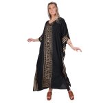 Platinum Καφτάνι Μαύρο Με Χρυσό Γυναικείο Αρχαιοελληνικό Αέρινο Κοντομάνικο Free Size -12330-BC - Image 2