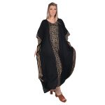 Platinum Καφτάνι Μαύρο Με Χρυσό Γυναικείο Αρχαιοελληνικό Αέρινο Κοντομάνικο Free Size -12330-BC - Image 4