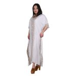 Platinum Καφτάνι Λευκό Με Χρυσό Γυναικείο Αρχαιοελληνικό Αέρινο Κοντομάνικο Free Size -NA-12330 - Image 2