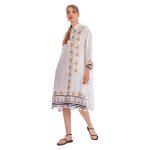 Platinum Πουκαμίσα Λευκή Γυναικεία Μακριά Με Αρχαιοελληνικά Σχέδια All Day Free Size - NA-12363