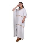 Platinum Καφτάνι Λευκό Γυναικείο Maxi Με Χρυσά Αρχαιοελληνικά Σύμβολα All Day Free Size - 12365-W - Image 2