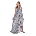 Platinum Παρεό - Μαντήλι Λευκό Με Μπλε Αρχαιοελληνικά Σχέδια Γυναικείο Free Size - 12378