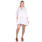 Platinum Πουκαμίσα - Καφτάνι Λευκή Γυναικεία Μακριά Klos Εβαζέ Με Κιπούρ Free Size - 22353-W