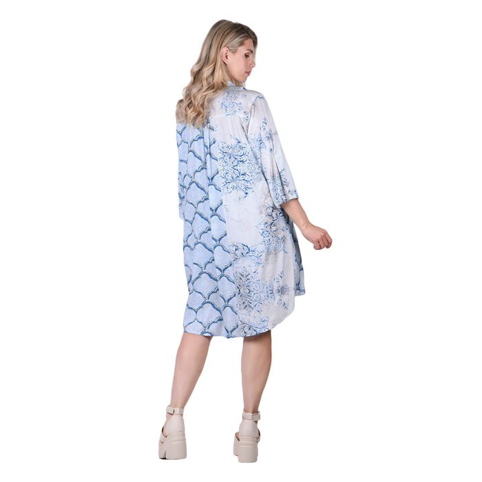 Platinum Πουκαμίσα - Καφτάνι Γαλάζιο Με Λευκό Γυναικεία Boho Με Κουμπιά All Day Free Size - 42301-3W - Image 3