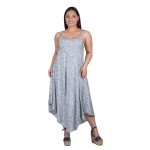 Platinum Φόρεμα - Καφτάνι Μπλε Με Boho Σχέδια Γυναικείο Μidi Τιραντέ Ασύμμετρο All Day Free Size - 42306-2B