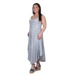 Platinum Φόρεμα - Καφτάνι Μπλε Με Boho Σχέδια Γυναικείο Μidi Τιραντέ Ασύμμετρο All Day Free Size - 42306-2B - Image 2