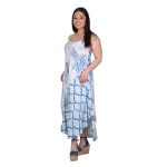Platinum Φόρεμα Μπλε Με Boho Σχέδια Γυναικείο Μidi Τιραντέ Ασύμμετρο All Day Free Size - 42306-3C