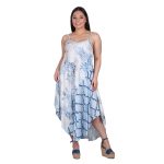 Platinum Φόρεμα Μπλε Με Boho Σχέδια Γυναικείο Μidi Τιραντέ Ασύμμετρο All Day Free Size - 42306-3C - Image 2