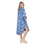 Platinum Φόρεμα - Καφτάνι Γαλάζιο Γυναικείο Midi Boho Print Με Γιακά Και Κουμπιά Free Size - 42309-22 - Image 2