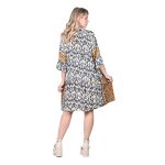 Platinum Φόρεμα - Καφτάνι Γκρι Με Πορτοκαλί Animal Γυναικείο Ντεκολτέ Μεταξωτό All Day Free Size - 423102 - Image 4