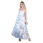 Platinum Φόρεμα Γαλάζιο Με Εμπριμέ Floral Γυναικείο Μακρύ Εξώπλατο All Day Free Size - 42313-KV