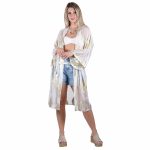 Platinum Κιμονό - Καφτάνι Λευκό Γυναικείο Με Χρυσά Σχέδια All Day Free Size - 423131-W