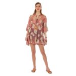 Platinum Πουκαμίσα - Καφτάνι Ροζ Αντικ Γυναικεία Klos Εβαζέ Με Χρυσά Σχέδια All Day Free Size - 423132