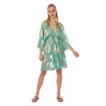 Platinum Καφτάνι Βεραμάν Γυναικείο Νεανικό Ampir Κοντό Με Ντεκολτέ Και Χρυσά Σχέδια - 423133-G