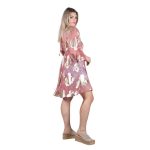 Platinum Καφτάνι Ροζ Αντίκ Γυναικείο Νεανικό Ampir Κοντό Με Ντεκολτέ Και Χρυσά Σχέδια - 423133-RD - Image 2