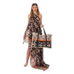 Platinum Παρεό - Μαντήλι Μαύρο Με Μπεζ Σχέδια Γυναικείο Free Size - 423159 - Image 3