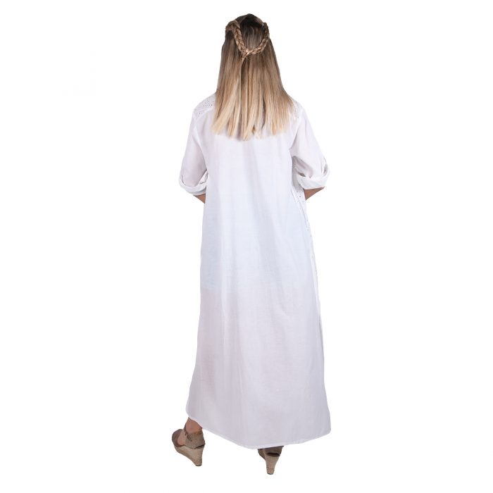 Platinum Πουκαμίσα - Κιμονό Λευκή Γυναικεία Μακριά Κιπούρ Με Κουμπιά All Day - BAN-42366-W - Image 3