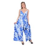 Platinum Ολόσωμη Φόρμα Μπλε Floral Γυναικεία Καλοκαιρινή Τιραντέ Εξώπλατη - BAN-42386 - Image 4