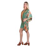 Platinum Κιμονό Πράσινο Γυναικείο Καλοκαιρινό Με Floral Silk Κοντό Τρουακάρ All Day - 42391 - Image 2