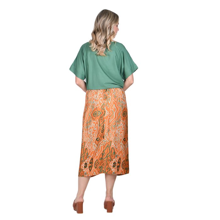 Platinum Φούστα Πορτοκαλί Με Εμπιμέ Γυναικεία Midi Boho All Day Free Size - 42397 - Image 3