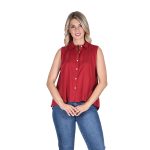 Platinum Πουκάμισο Κόκκινο Red Wine Γυναικείο Αμάνικο Ασύμμετρο All Day - 6658-RW