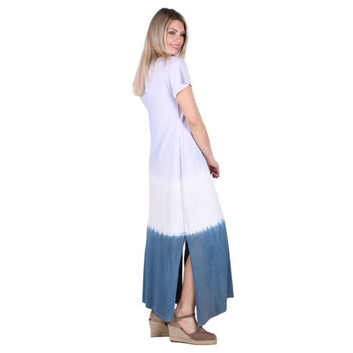 Platinum Φόρεμα Γαλάζιο Με Μπλε Γυναικείο Μακρύ Κοντομάνικο Batik All Day - 72051-W - Image 3