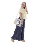 Platinum Τσάντα Χιαστί Eκρού Γυναικεία Καλοκαιρινή ''Παγιέτες Με Μάτι - Στόχος''- 817-6