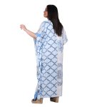 Platinum Καφτάνι Γαλάζιο - Λευκό Γυναικείο Με Ντεκολτέ Floral Maxi All Day Free Size - 42308-FS - Image 3