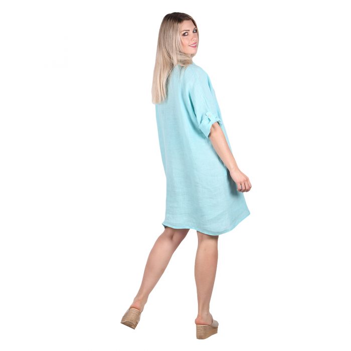 Platinum Πουκαμίσα Βεραμάν Γυναικεία Μακριά Λινή Με Κουμπιά All Day Free Size - IT-107-BER - Image 4