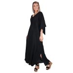 Platinum Φόρεμα Μαύρο Γυναικείο Μακρύ Με Ντεκολτέ Ασύμμετρα Μανίκια All Day - NA-22305-XB