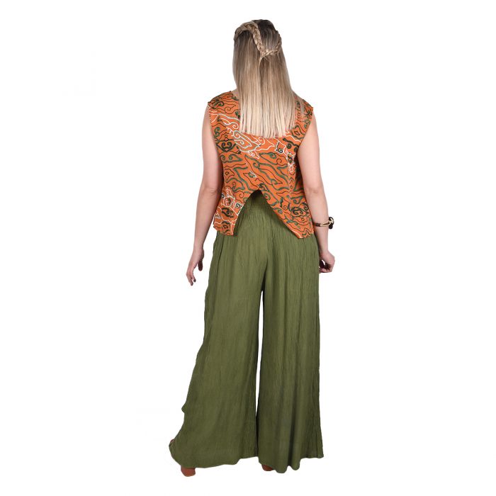 Platinum Παντελόνα Χακί Γυναικεία Καλοκαιρινή Με Λάστιχο Αέρινη Free Size - NA-6632-KV - Image 3