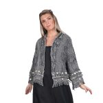 Platinum Σακάκι Ανθρακί Γυναικείο Casual Κοντό Με Ανάγλυφο Σχέδιο All Day Free Size - NA-7-J-FS