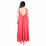 Platinum Φόρεμα Κοραλί Γυναικείο Midi Tιραντέ Με Βαθύ Eξώπλατο All Day Free Size -22120-DR - Image 3