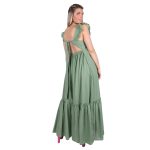 Platinum Φόρεμα Πράσινο Γυναικείο Αμάνικο Maxi Εξώπλατο Με Σούρα All Day Free Size - 62204-PR - Image 2